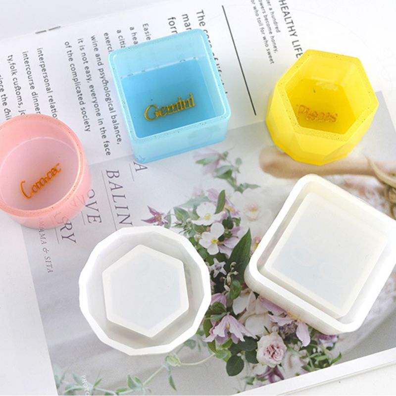 SIY  3Pcs/Set Crystal Epoxy Resin Mold Flowerpot Casting Silicone Mould Handmade DIY Craft Decoration Storage Box Making Tool