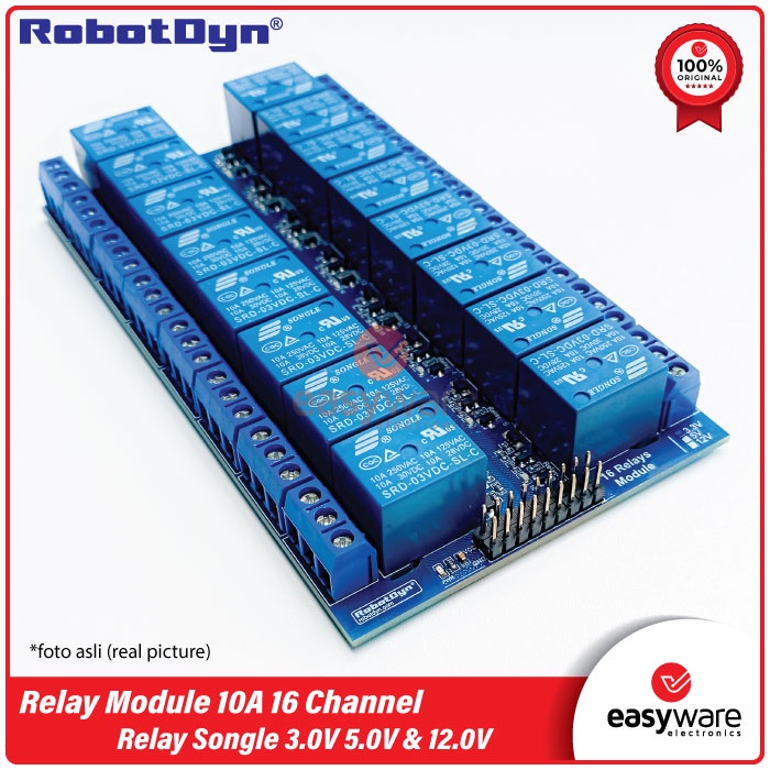 RobotDyn Relay Module 16 Channel 10A 3.3V  Relay Songle