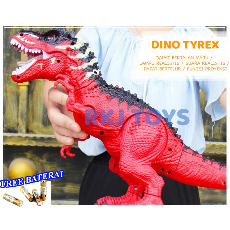 MAINAN DINO ROBOT T-REX DINO VALLEY DINOSAURUS DINOSAUR T-REX BERTELUR (FREE BATERAI)
