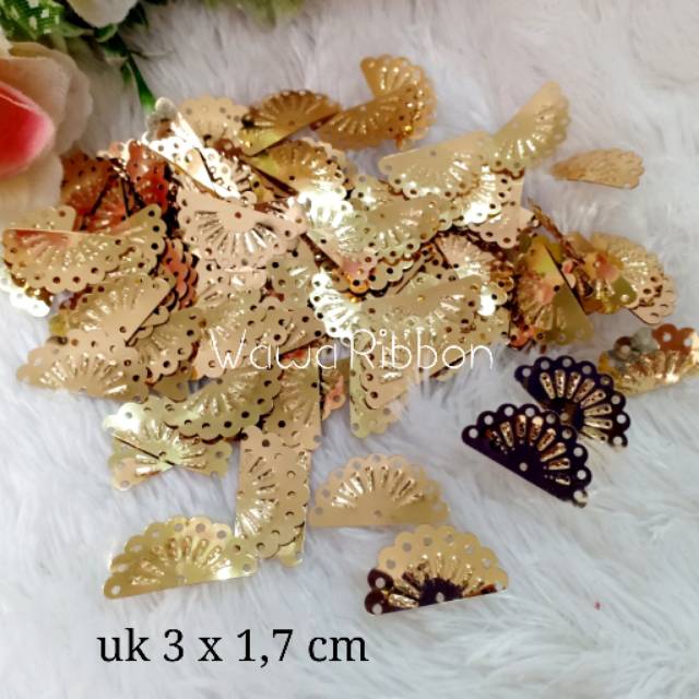 100 pcs Borci kipas gold 3 x 1,7 cm hiasan imlek