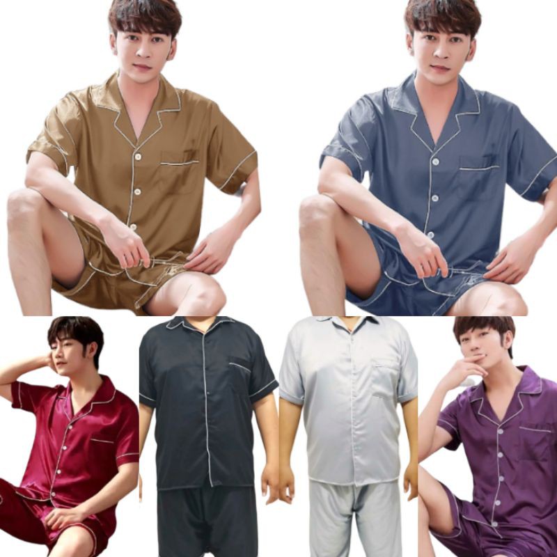 BAJU TIDUR PRIA/COWOK DEWASA/PIYAMA POLOS JUMBO LD 110 120