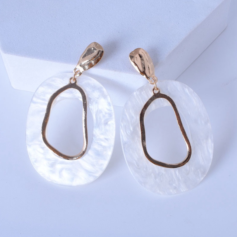 Anting Tusuk Gantung Bahan Akrilik Desain Geometri Warna Hijau Gaya Korea Untuk Wanita