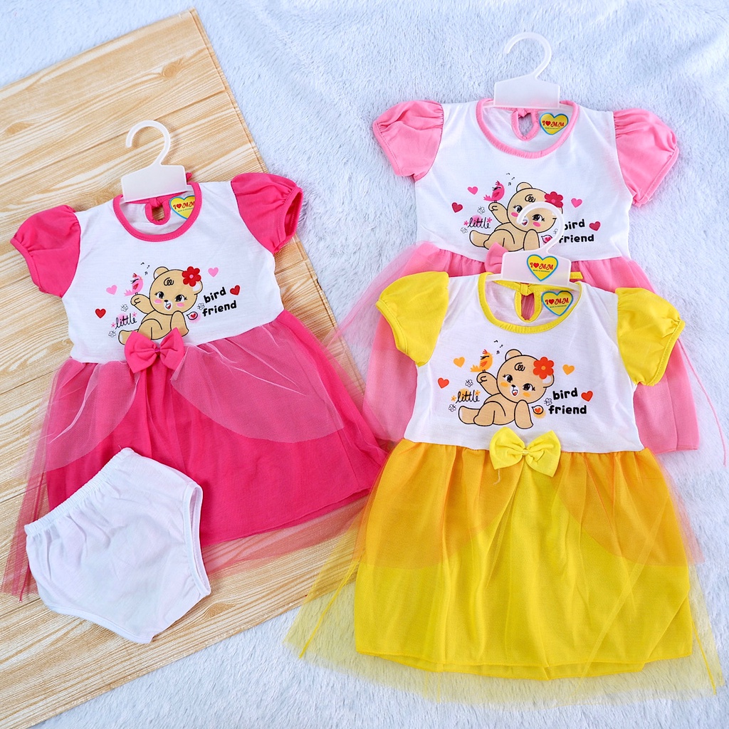 Stelan Dress Tile Anak Bayi Cewek Perempuan 6-12 Bulan-5
