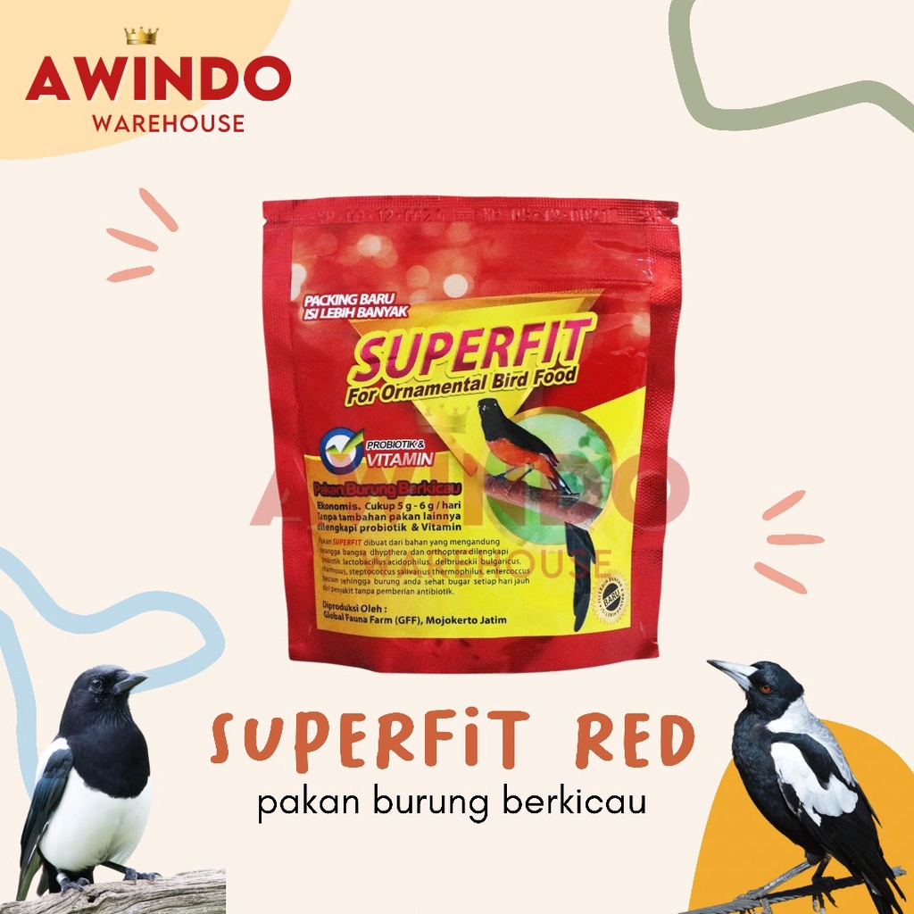 SUPERFIT RED - Pakan Ternak Burung Berkicau High Protein Murai Cililin Kacer Ciblek Cindet Anis