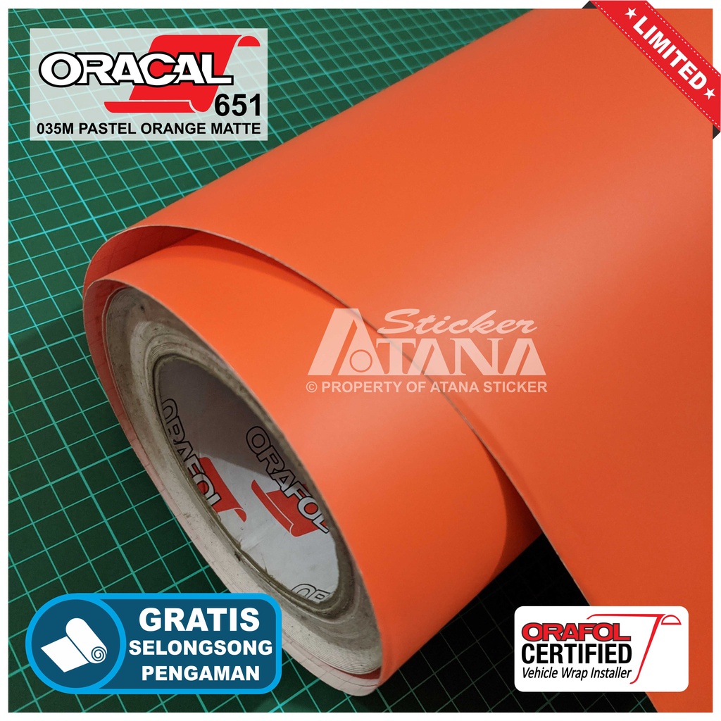 Skotlet Orange Doff Oracal 651 Scotlet Oranye Oren Matte Stiker Matt Dop Meteran Sticker Decal Roll Scotlite Body Mobil Motor Matic Sepeda Scotlight Kasar Cat Dekorasi Kaca Kap Background Aquarium Furniture MPV Lamborghini Ferrari Truck Fusso Giga Scania