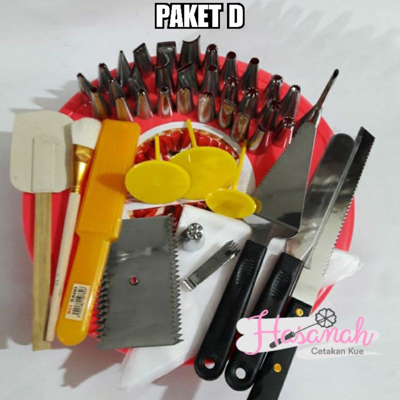 Paket D alat dekorasi menghias kue tart birthday cake lengkap spuit