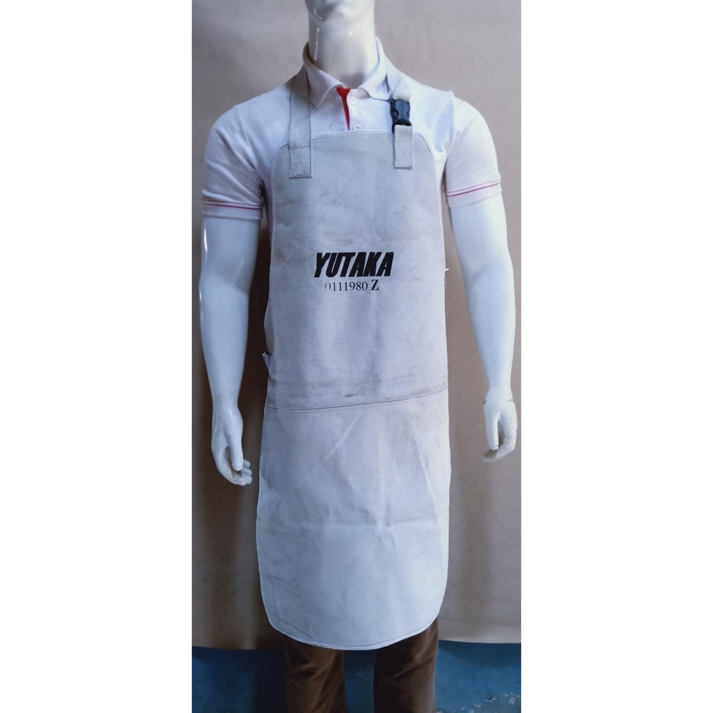 YUTAKA WELDING APRON KULIT Warna CHROME/ apron dada kulit abu