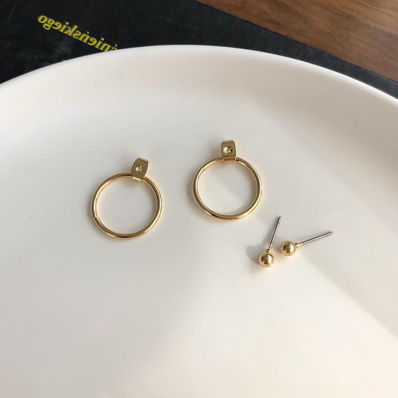 Fashion Earring Simple Gold Plated Ear Stud Back Hanging Earrings for Men Women Ladies Jewelry