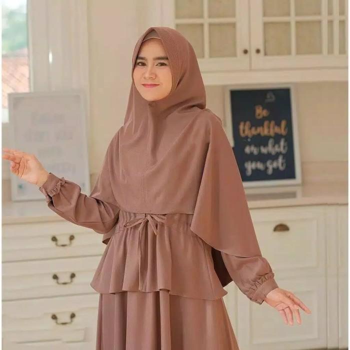 Laras Syari S M L XL | Set Gamis + Khimar | Setelan Hijab Syari |Naomi
