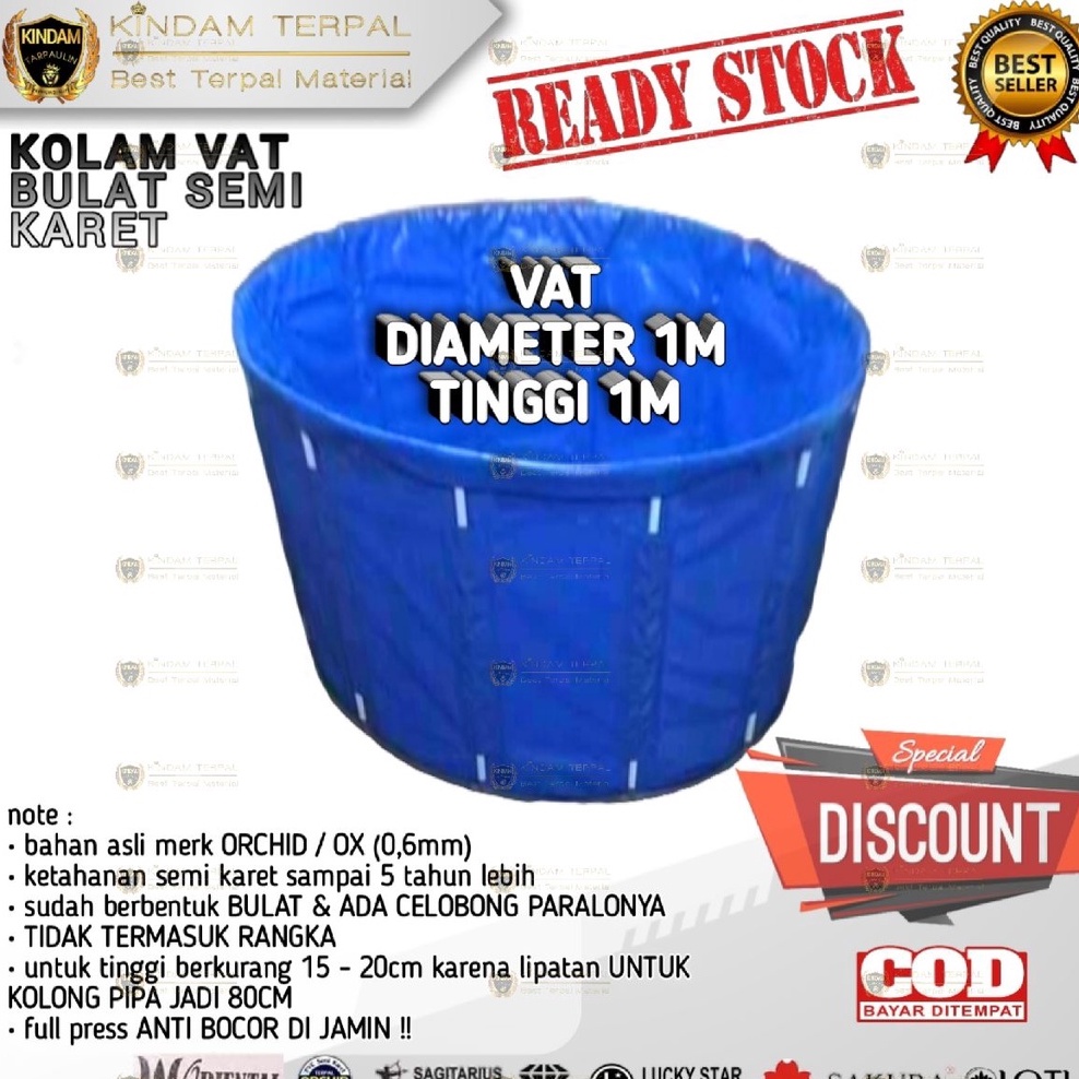 KOLAM BULAT IKAN KOI VAT D1x T1 SEMI KARET ORCHID OX HANYA TERPAL SAJA