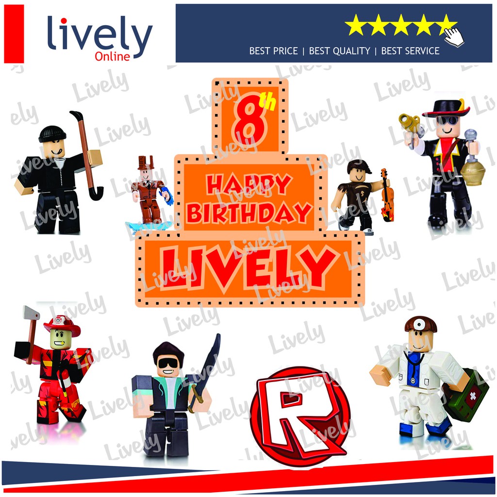 CUSTOM NAMA CAKE TOPPER KARAKTER HIASAN KUE ROBLOX 01 HBD HAPPY BIRTHDAY