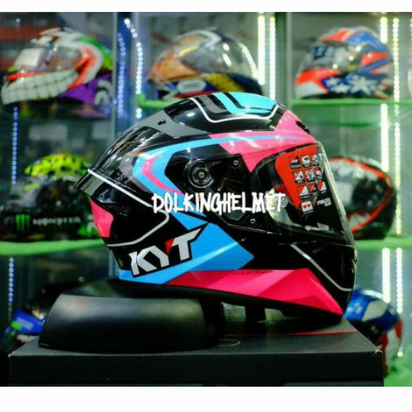 KYT TT COURSE OVERTECH BLACK PINK || L - Xl