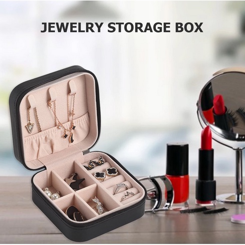 Kotak Tempat Perhiasan Travel Jewelry Box Penyimpanan Anting Kalung Gelang Cincin Emas Portable