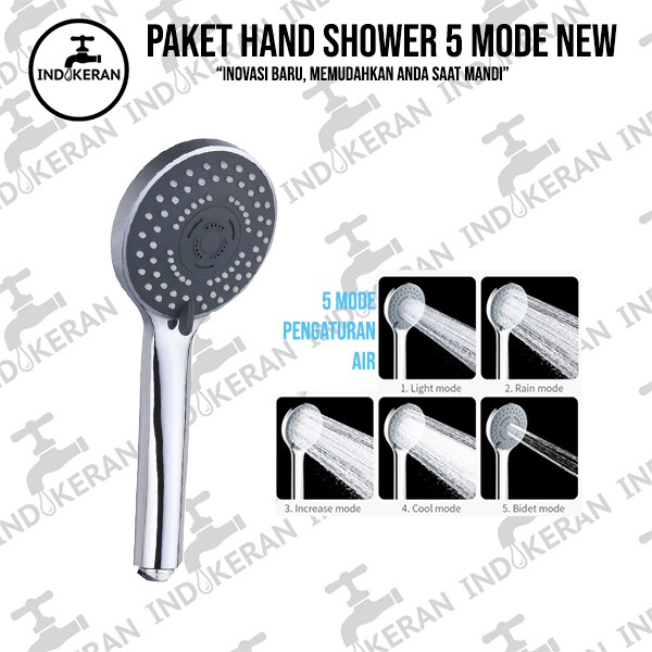 INDOKERAN - Paket Hand Shower Mandi 5 Mode New - High Quality