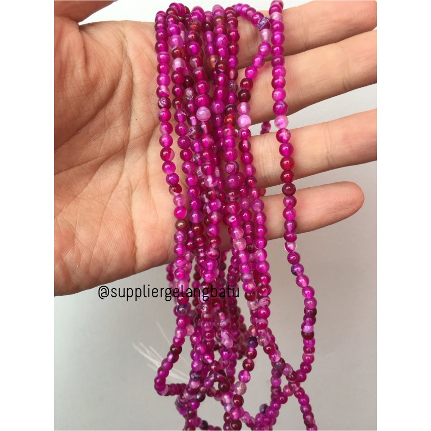 bahan batu 4mm Purple Agate glossy aksesoris korea gelang kalung batu aksesoris crafting pria wanita