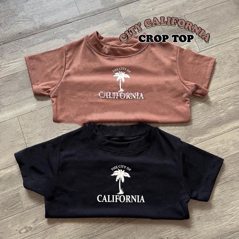 BEFAST - ZGW OOTD Wanita Crop Kessy / Crop Top The City Off Cali (LD 88, P 40) / Atasan Wanita / Crop Top Motif / Tshirt Lengan Pendek / Terlaris / Crop Top Trendy / Kaos Viral 2022