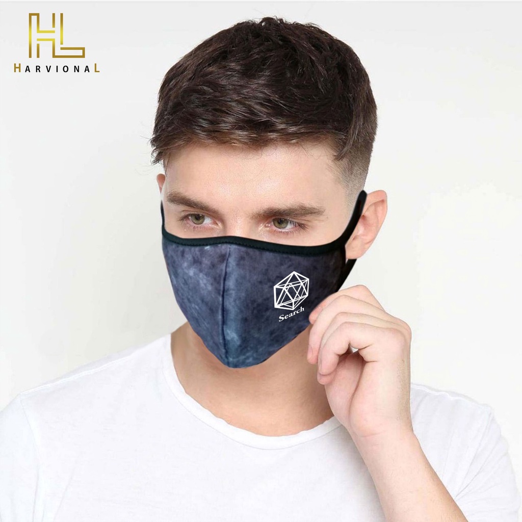 Parisdivarious Masker Kain Corak Abu  Polos Bahan Katun