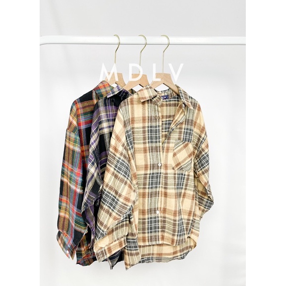 MDLV ~ 8930# Giordana Flannel Plaid Shirt Kemeja Kotak Korea Import