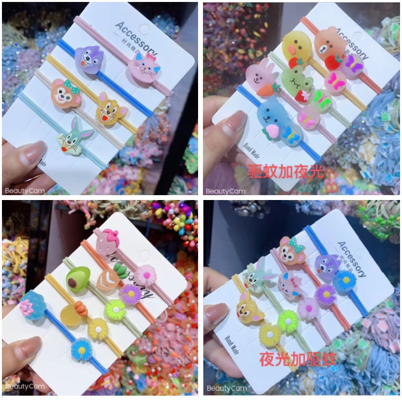 Karet Ikat Rambut GLOW In the Dark #02 Kartun Ponytail Elastis Gaya Korea Fashion Anak Dewasa Daisy
