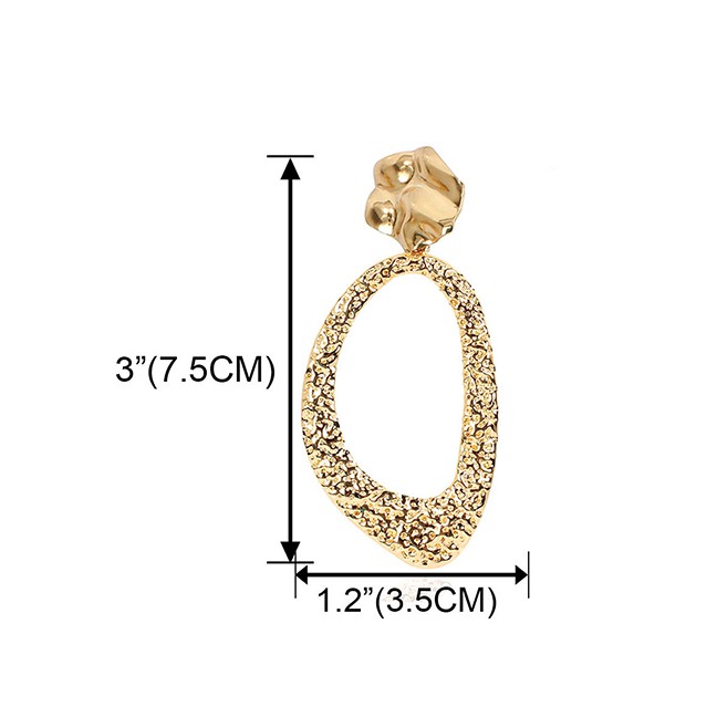 LRC Anting Tusuk Fashion Golden Hollow Geometric Irregular Bump K24264