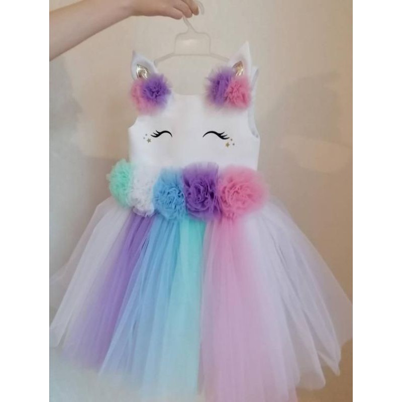 dress bayi neychan gaun pesta ulang tahun aqiqah baptis rainbow litte pony