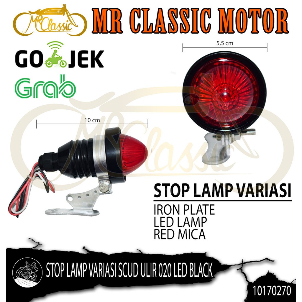 Stop Lamp/Lampu Belakang Scud Ulir LED Black Variasi Motor Custom
