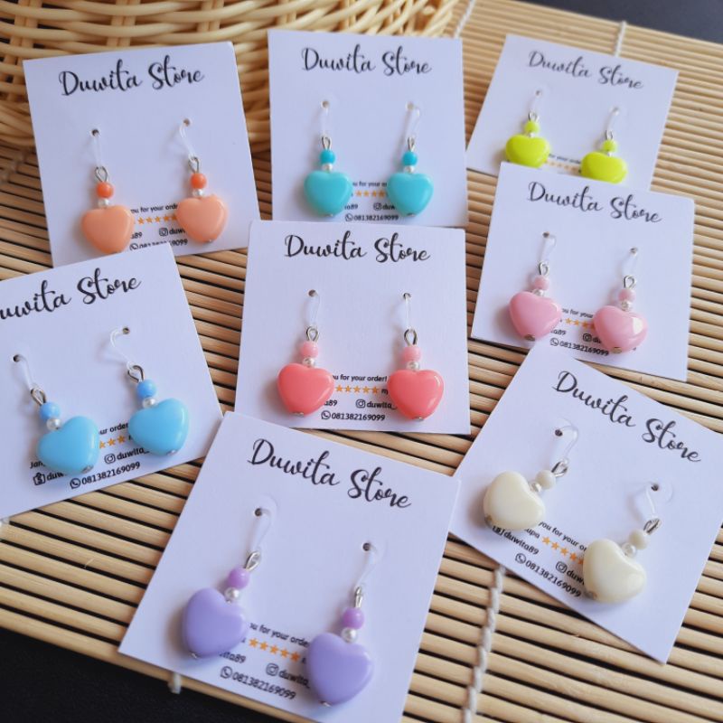 HANDMADE ANTING ANAK/DEWASA KAITAN PLASTIK MOTIF LOVE