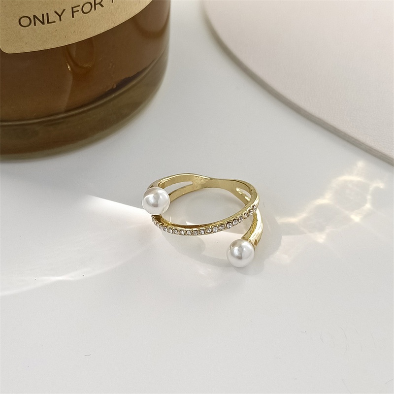 Korean Pearl Ring Female Fashion Personality Index Finger Ring Rhinestone Rings