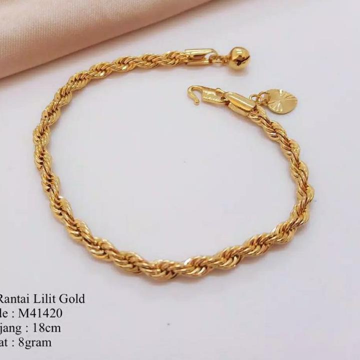 Stok terbatas.. gelang rantai lilit gelang tambang xuping premium lapis emas gold