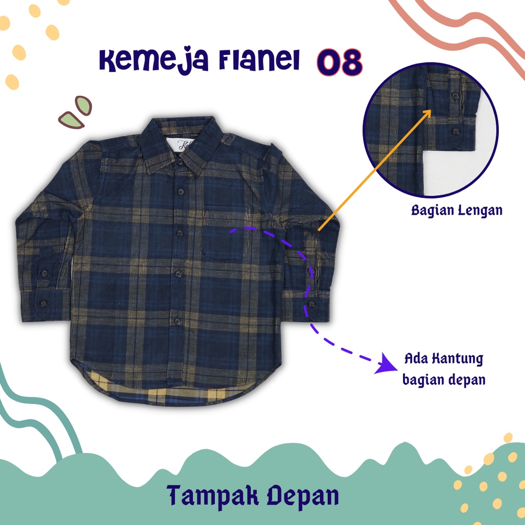 KAHF Baju Kemeja Anak Lengan Panjang Flanel Kotak Kotak Cowok/Pria 1-10 Tahun I KAHF Flannel Shirt K