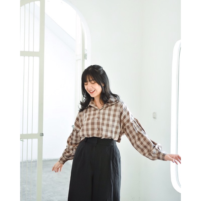 Rona Oversized Shirt | Pastelbyay | Kemeja kotak kotak oversize | Kemeja Wanita | Kemeja Flannel