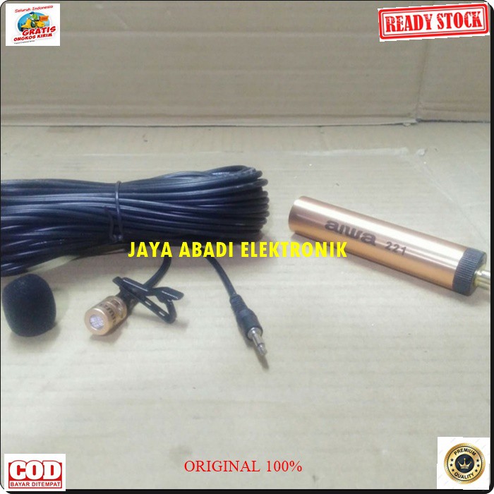 Original tum Mic Jepit Kancing kerah baju microphone Clip Condensor sensitif aux mikrophone mik karaoke sound audio emas klip asli RHS  Kabel 7-10 meter  DESKRIPSI * Mikrofon ini dengan elemen omni directional (Low noise FET), * Sebuah klip yang baik untu