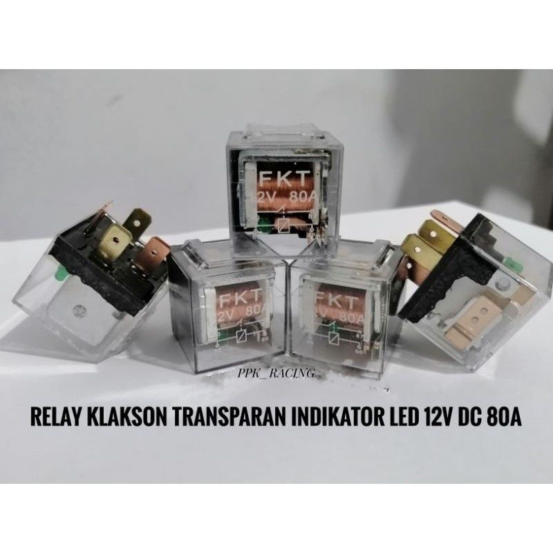 Relay Transparan Indikator Led 4 Kaki 12V DC 80A