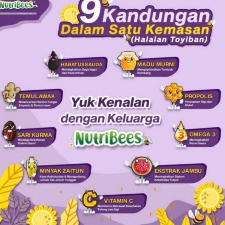 [Free 4pcs Masker] NUTRIBEES Madu Anak Multi Vitamin Omega 3 Anak BPOM