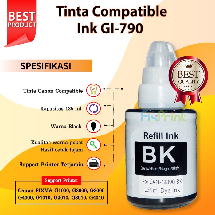 Tinta Compatible Canon 790 GI790 gi790 Printer G1000 G2000 G3000 G4000