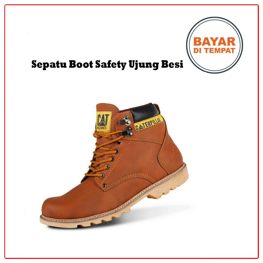 SEPATU SAFETY UJUNG BESI HIKING PROYEK BOOTS KULIT SINTETIS CASUAL FORMAL TOURING KANTOR MURAH