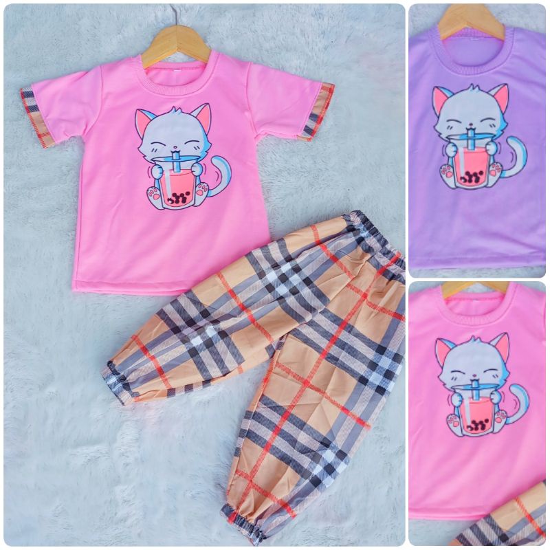 CAT BOBA Setelan Anak Boba Setcel Baju Anak Boba