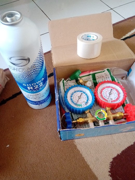 Paketan Freon Ac R22 Showa Testing Manifold Double + Can Tab 339 Krant + Freon R22 Showa Rumah