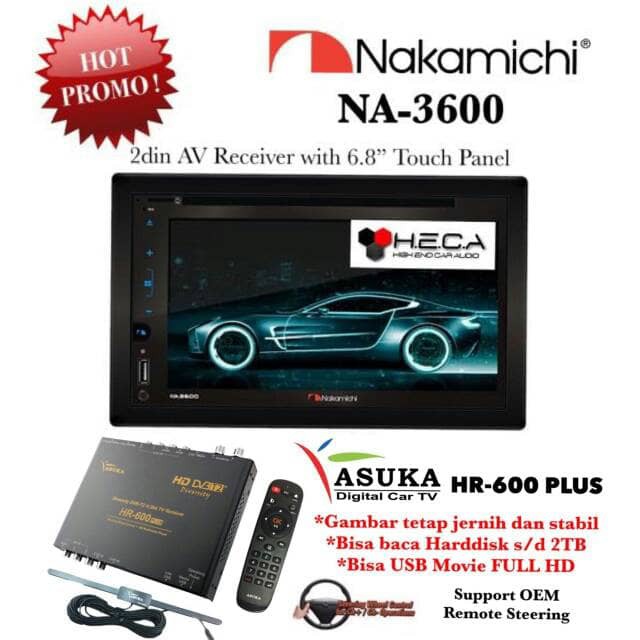 PAKET Nakamichi NA-3600 Double Din & ASUKA HR-600 TV Tuner Digital