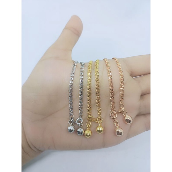 gelang tangan rantai sisik naga double+2bel/perak asli silver 925 lapis emas/perhiasan fashion wanita terbaru