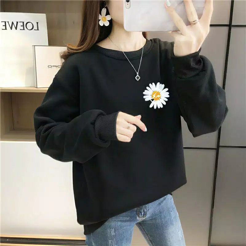 Sweater Wanita Sunnzuka / Sweater Murah Babyterry-HITAM