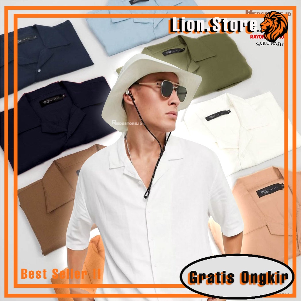 OUTFIT STYLE TERBARU / KEMEJA OVERSIZE PRIA BASIC SHIRT KEMEJA POLOS PRIA KEMEJA HAWAI RAYON PENDEK 