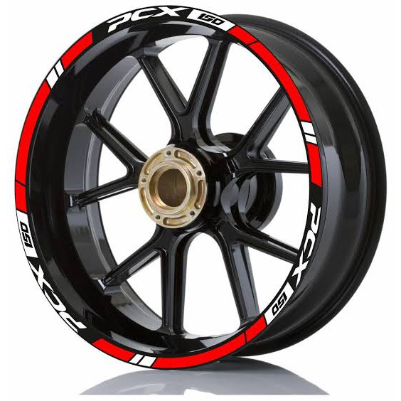 sticker stiker variasi velg pcx 150 kombinasi merah putih keren