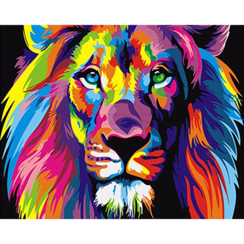 Bshome 50x40 Frameless Paint By Numbers Colorful Tiger Acrylic Painting For Home Decoration Shopee Indonesia