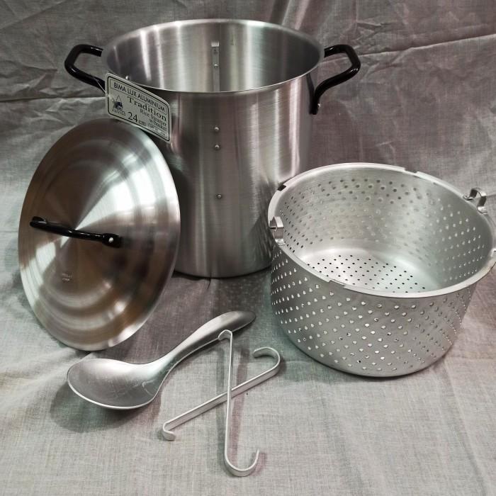 Panci Panci Rice Steamer Nasi Bima Kait Aluminium 24 Cm / Kukusan Nasi A009