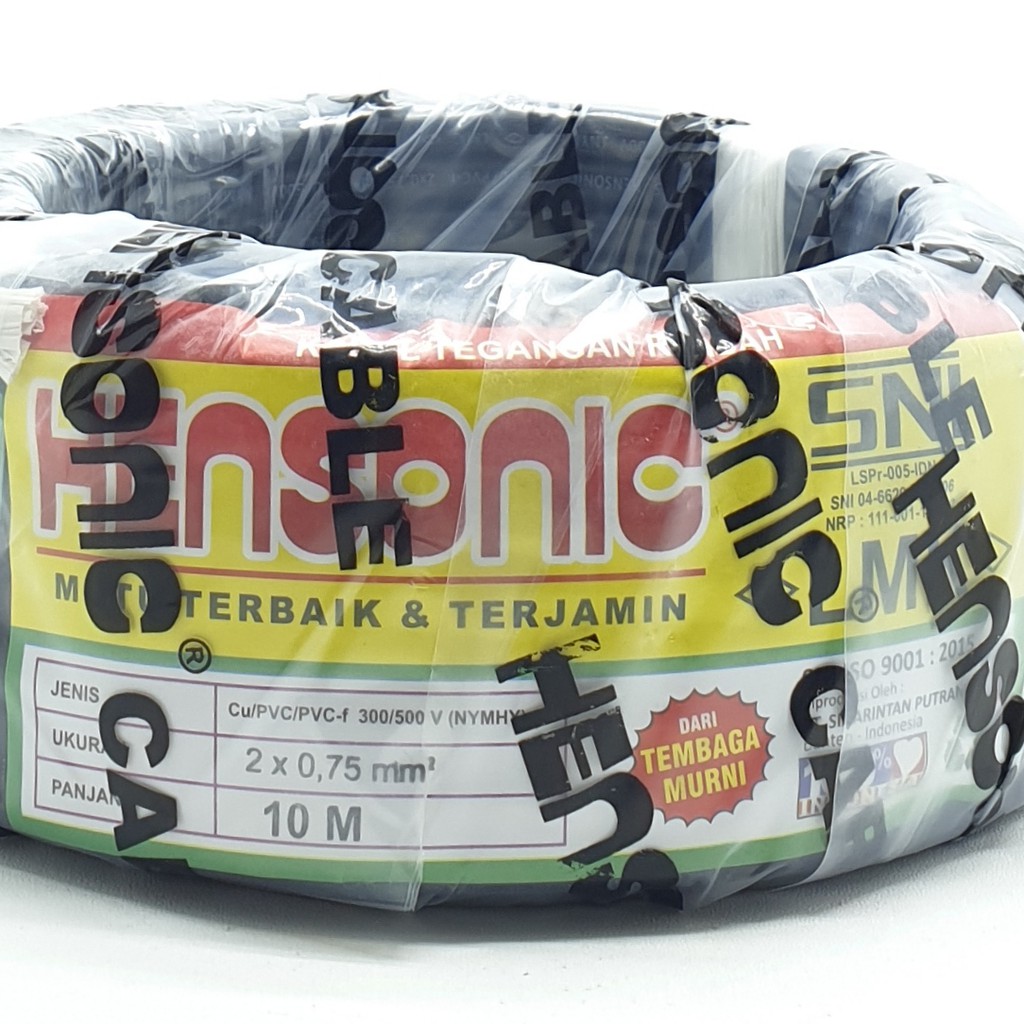 NYM HY HITAM 2x0,75 10 Meter Hensonic Kabel SNI FULL LMK / Kabel Listrik Serabut Pvc Hitam