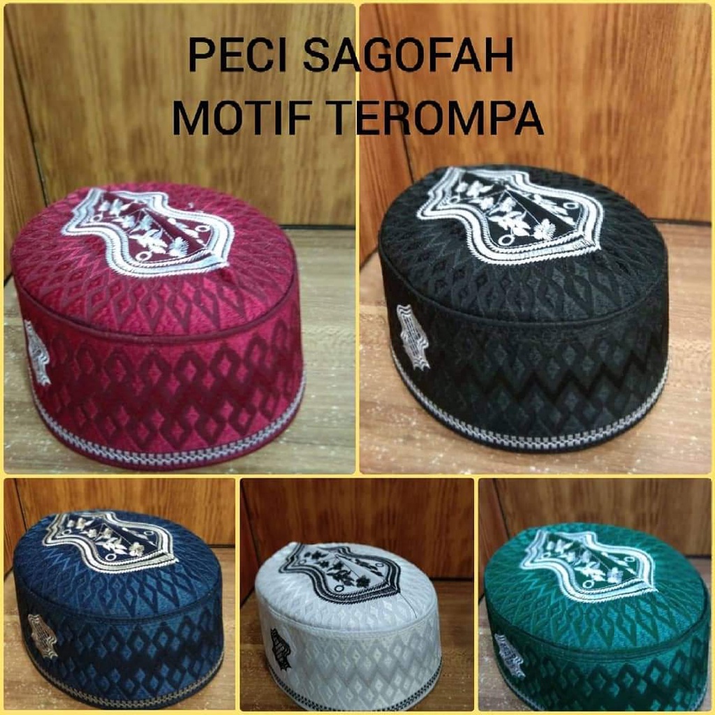 Peci Sagofah Dewasa/ Peci kopiah songkok Sagofah /Motif Terompa Dewasa dan Anak bahan halus nyaman dan berkualitas/COD