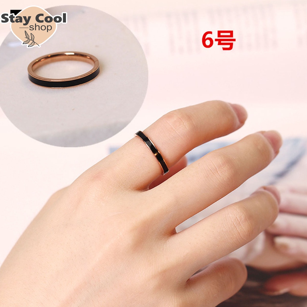 Cincin Titanium Pria Dan Wanita Kombinasi Warna Anti Karat Dan Luntur / Cincin Titanium Wanita Anti Karat/Cincin Couple/Cincin Combinasi Hitam Emas