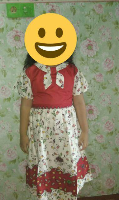 Qnunbatik Sarimbit/couple Batik Anak Terusa/ Dress/hem Kemeja Naura Putih