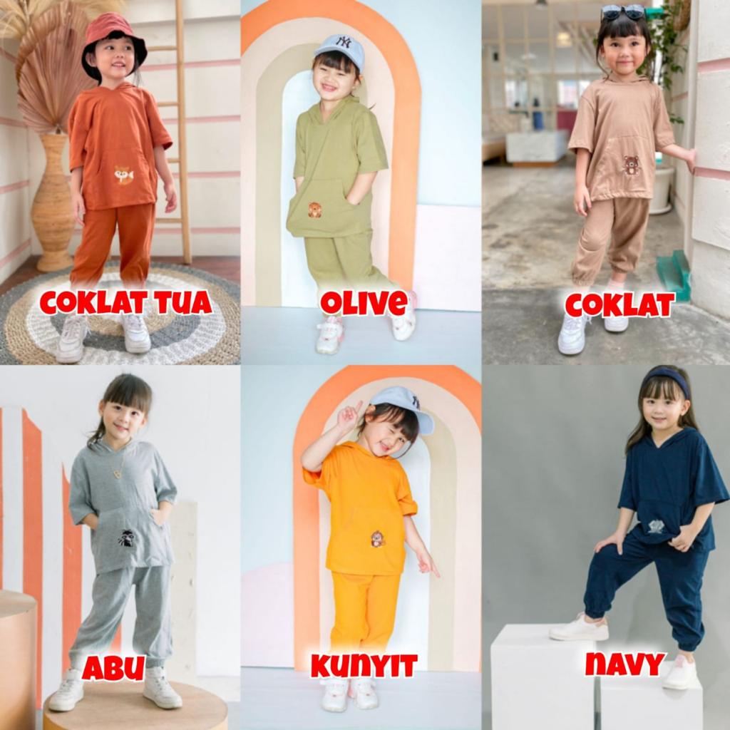 Setelan Anak Unisex Hoodie Lily Oversize Mix Warna Size 1-5Tahun SMILEE CBKS S23